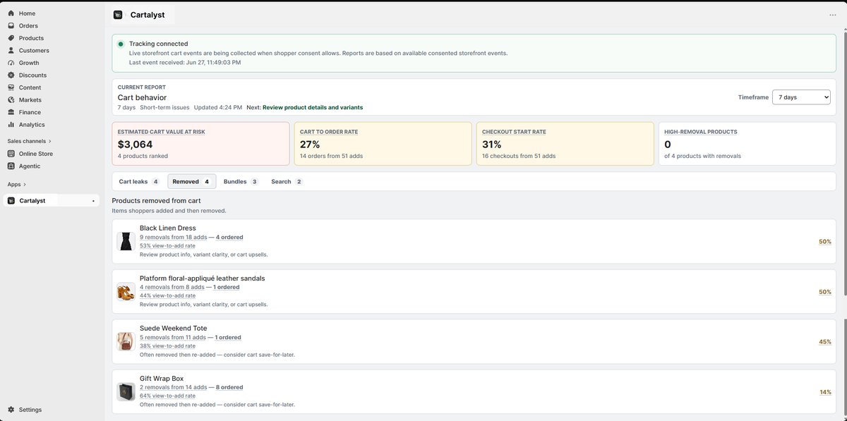 Removed products report